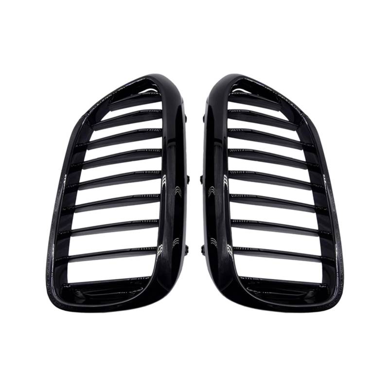 JUNPIY 1 Paar Frontgrill, for, for neuen 5er G30 G38 2018 2019, Kühlergrill, glänzend schwarz, Frontstoßstangen-Lamellengrill, Auto-Frontgrill Auto-Kühlergrill(Gloss Black 1 Line) von JUNPIY