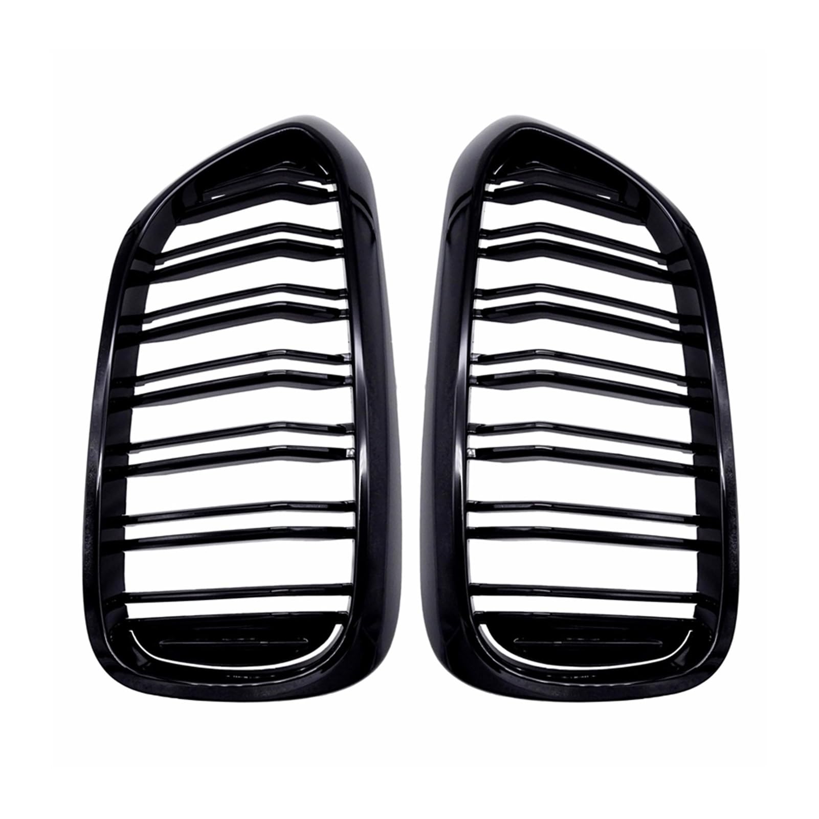 JUNPIY 1 Paar Frontgrill, for, for neuen 5er G30 G38 2018 2019, Kühlergrill, glänzend schwarz, Frontstoßstangen-Lamellengrill, Auto-Frontgrill Auto-Kühlergrill(Gloss Black 2 Line) von JUNPIY