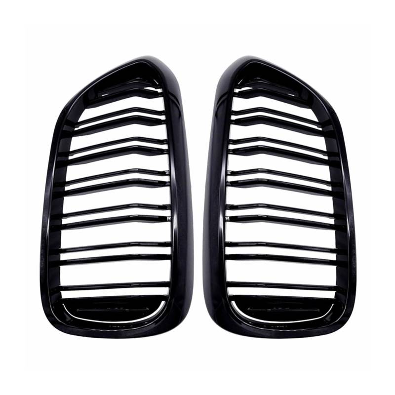 JUNPIY 1 Paar Frontgrill, for, for neuen 5er G30 G38 2018 2019, Kühlergrill, glänzend schwarz, Frontstoßstangen-Lamellengrill, Auto-Frontgrill Auto-Kühlergrill(Gloss Black 2 Line) von JUNPIY