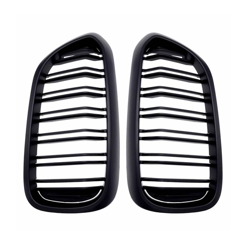 JUNPIY 1 Paar Frontgrill, for, for neuen 5er G30 G38 2018 2019, Kühlergrill, glänzend schwarz, Frontstoßstangen-Lamellengrill, Auto-Frontgrill Auto-Kühlergrill(Matte Black 2 Line) von JUNPIY