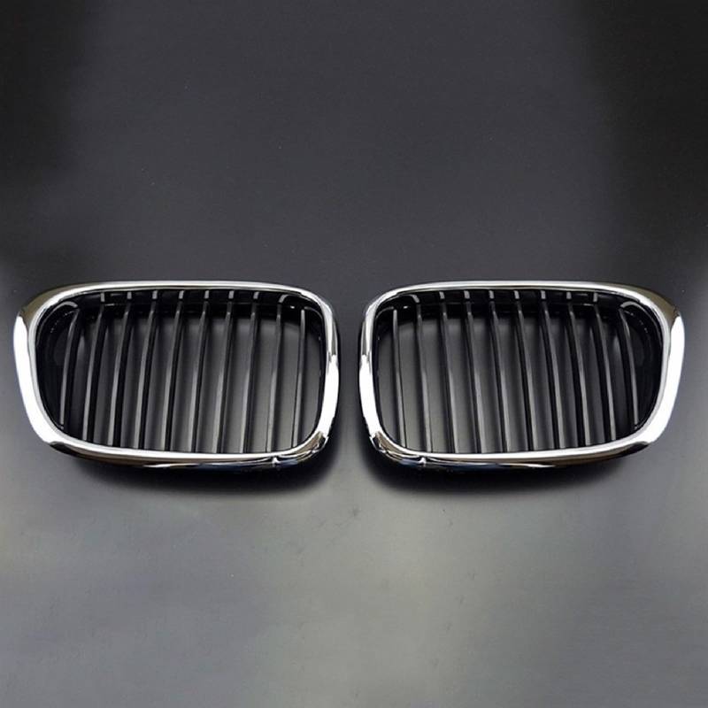 JUNPIY 2* Front Chrome Black Grille Grill 97-03, for BMW, for E39 5-Series 525 530 535 540 M5 Auto-Kühlergrill von JUNPIY