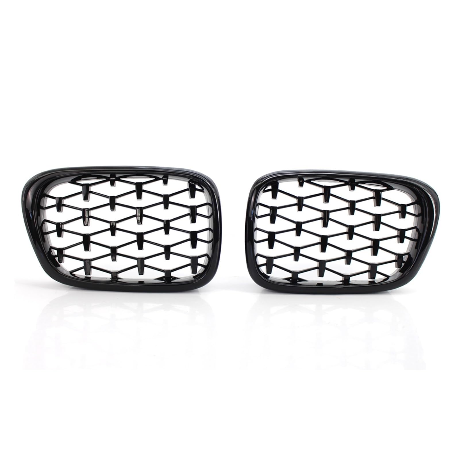 JUNPIY 2-teiliger, glänzend schwarz/silberner Meteor-Frontgrill, Auto-Renngrill, for, for 5er E39, Neue Renngrills 1999–2003 Auto-Kühlergrill(Gloss Black) von JUNPIY