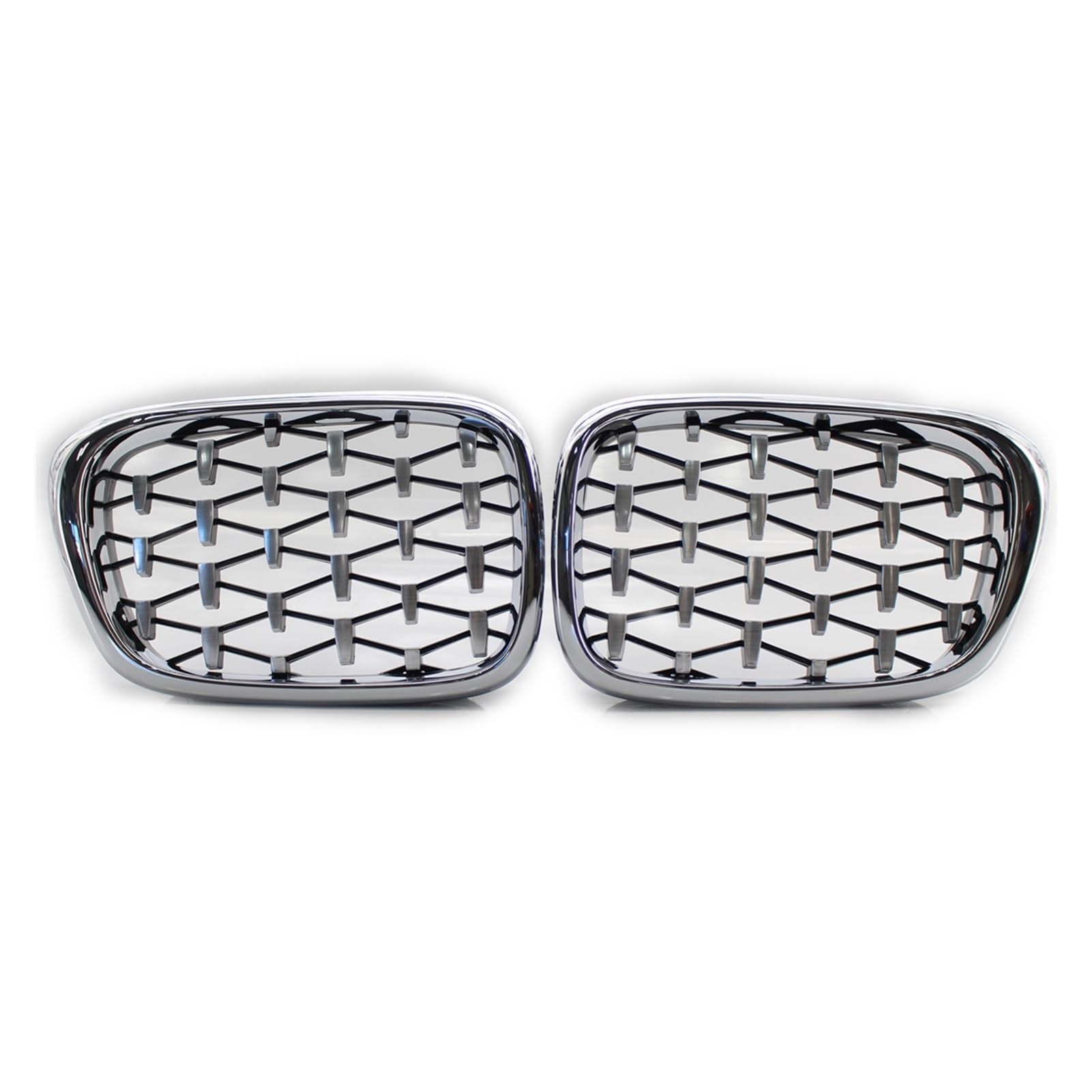 JUNPIY 2-teiliger, glänzend schwarz/silberner Meteor-Frontgrill, Auto-Renngrill, for, for 5er E39, Neue Renngrills 1999–2003 Auto-Kühlergrill(Silver) von JUNPIY