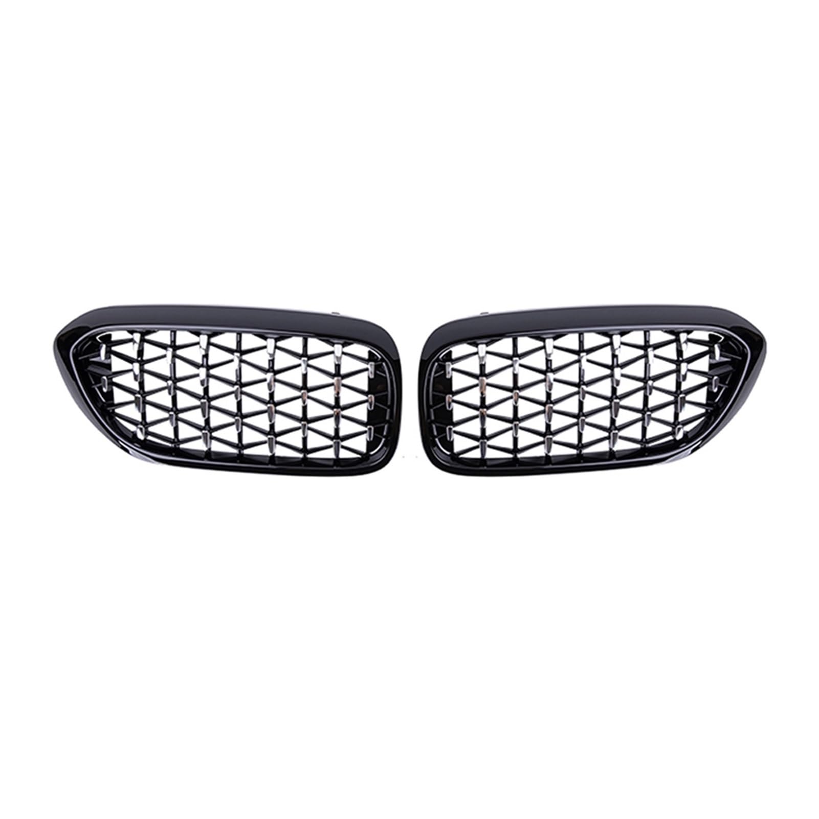 JUNPIY 2PCS Auto Frontgrill Stoßstange Grill, for, for 5 Serie G30 G31 G38 2018 2019 2020 Chrome Diamond Racing Grills Meteor Stil Auto-Kühlergrill(Black Silver) von JUNPIY