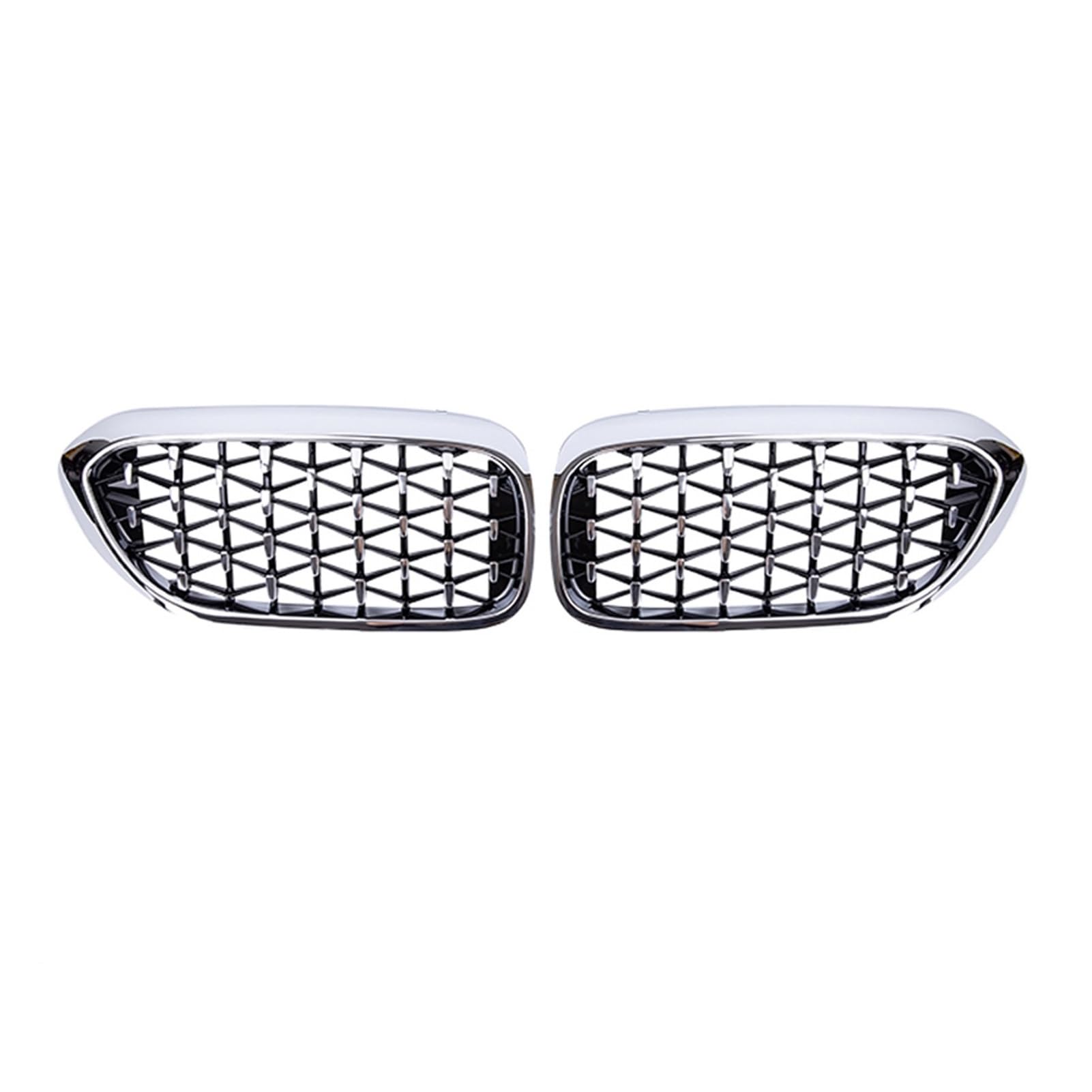 JUNPIY 2PCS Car Racing Grill Meteor Diamond Star Style Frontgrill Stoßstange, for, for 5er G30 G31 G38 520i 530i 540i 2018 2019 Auto-Kühlergrill(Full Silver) von JUNPIY