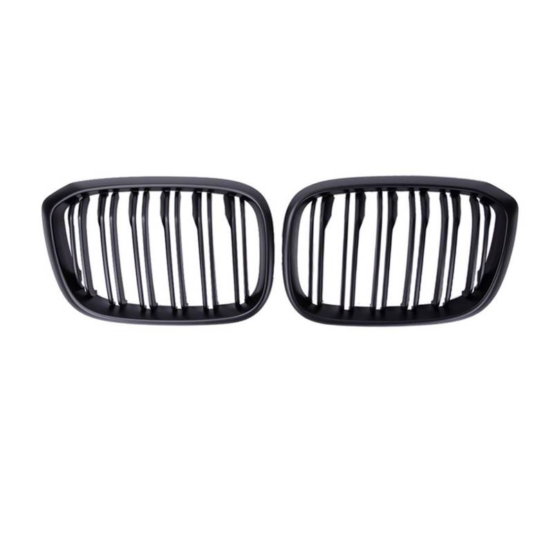 JUNPIY 2PCS Frontgrill Grill Doppel Lamellen, for, for 3 4 X3 X4 G01 G02 G08 2018 2019 2020 Racing Grills Auto Styling Zubehör Auto-Kühlergrill(Matte Black) von JUNPIY