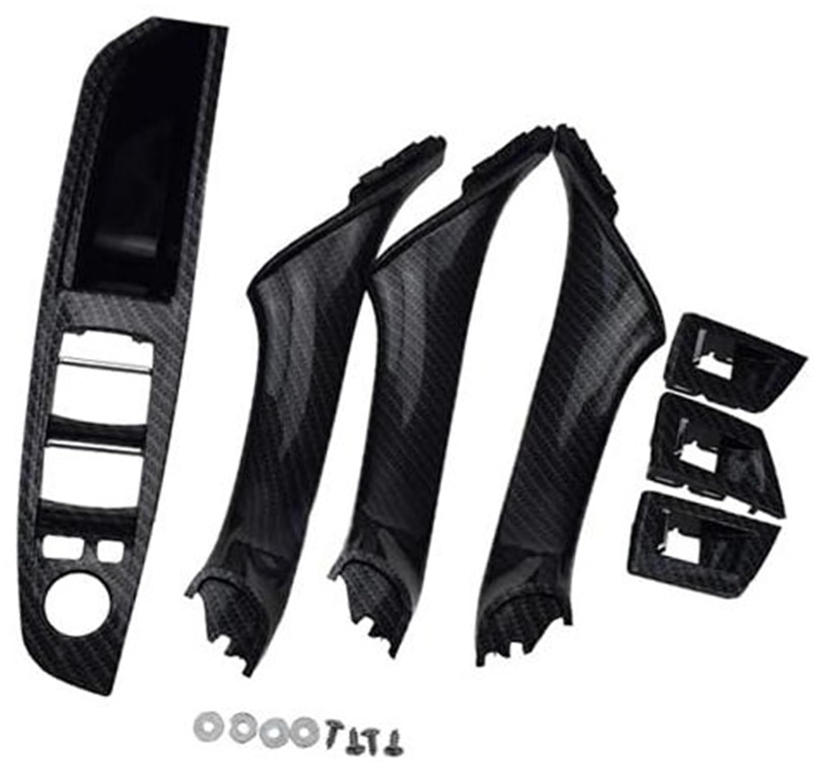 JUNPIY Auto 7PCS Innentürgriff Innenverkleidung Pull Trim Cover Armlehne for 5er F10 F11 520 525 Linkslenker 51417225873 Autotürgriffabdeckung(Carbon Fiber Pattern) von JUNPIY
