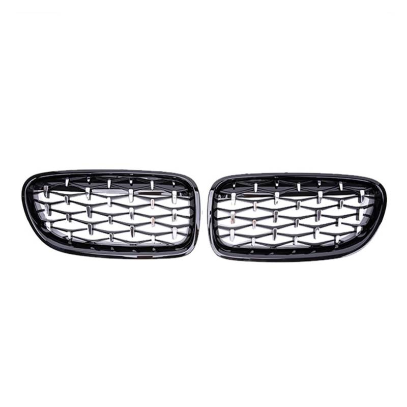 JUNPIY Auto-Frontstoßstange, Sport-Renngrill, for, for 5er F10 F11 F18 520i 523i 528i 520d 530d 2010–2016, Diamant-Grill Auto-Kühlergrill(Black and Sliver) von JUNPIY