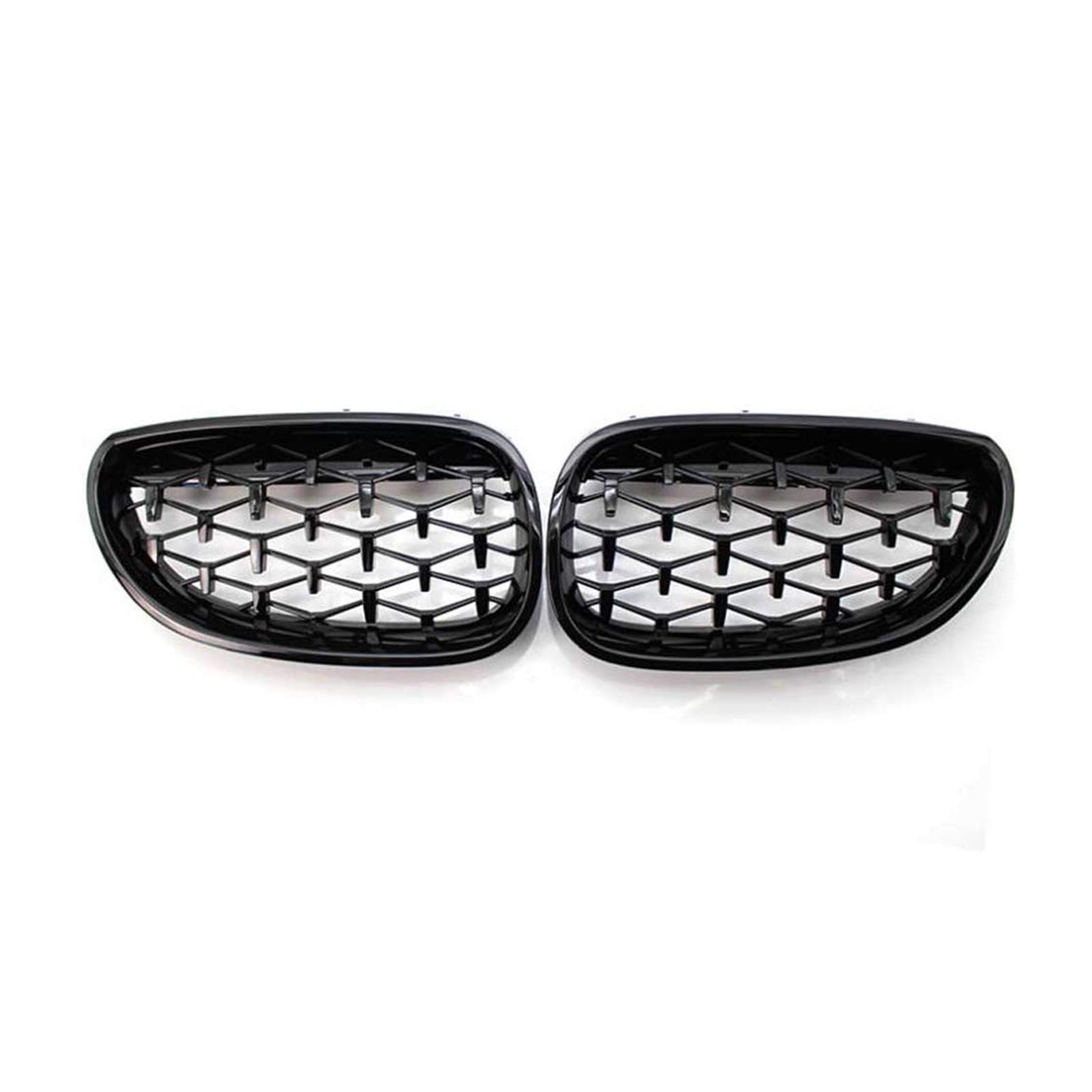 JUNPIY Auto-Renngrill, for, for E60 E61 5er 2003 2004 2005 2006 2007 2008 2009, Diamant-Frontgrill, Meteor-Stil, Chrom, Autozubehör Auto-Kühlergrill(Fullblack) von JUNPIY