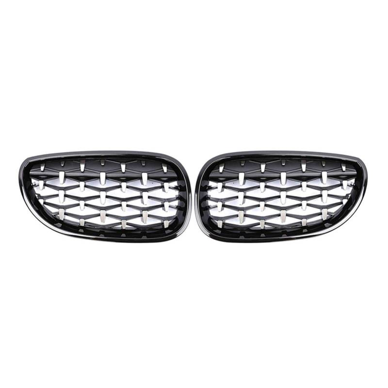 JUNPIY Auto-Renngrill, for, for E60 E61 5er 2003 2004 2005 2006 2007 2008 2009, Diamant-Frontgrill, Meteor-Stil, Chrom, Autozubehör Auto-Kühlergrill(Fullsilver) von JUNPIY