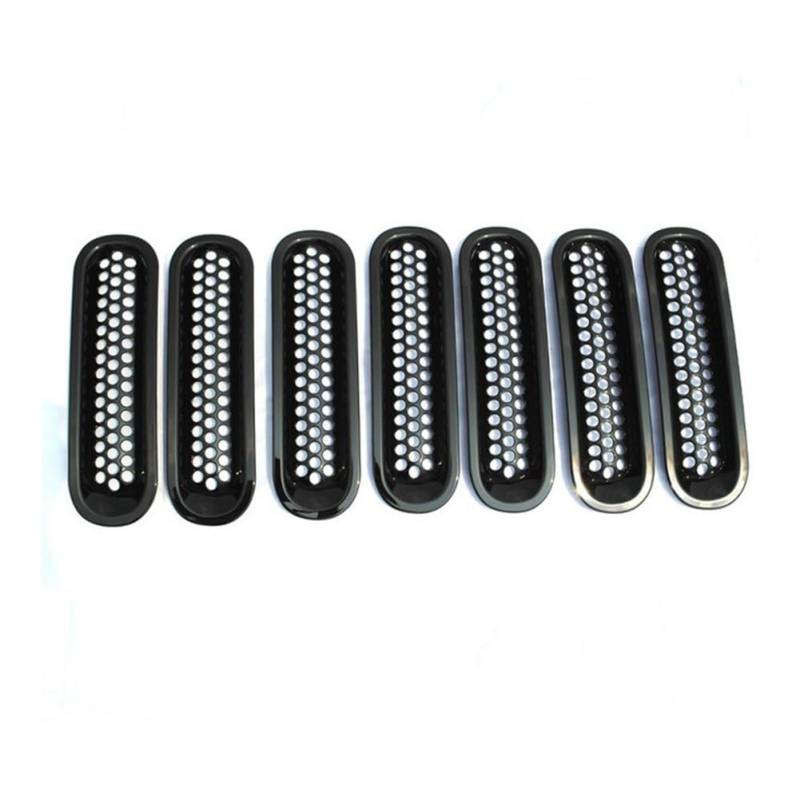 JUNPIY Auto Styling Schwarz Frontgrill Silber Insektennetz Trim Abdeckung Gitter Dekorative Kreis, for Jeep, for Wrangler, for Rubicon JK 2006-2018 Auto-Kühlergrill(Black) von JUNPIY