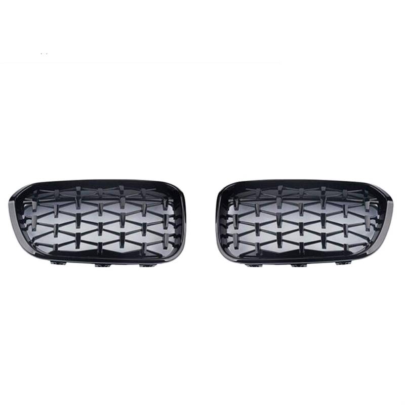 JUNPIY Diamond Style Fashion Frontgrill, for, for F20 F21 2015 2016 2017 2018 2019 118i 120i 125i M140i Glanzschwarz-Silber-Grills Auto-Kühlergrill(Black) von JUNPIY