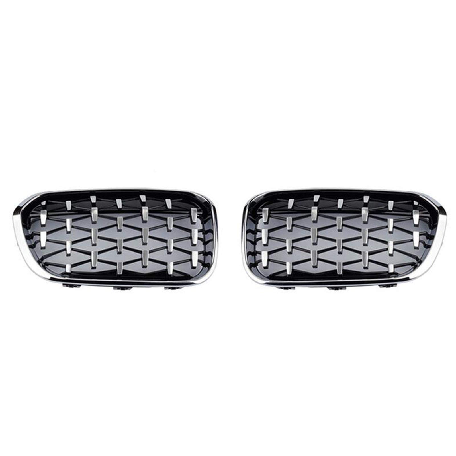 JUNPIY Diamond Style Fashion Frontgrill, for, for F20 F21 2015 2016 2017 2018 2019 118i 120i 125i M140i Glanzschwarz-Silber-Grills Auto-Kühlergrill(Silver) von JUNPIY