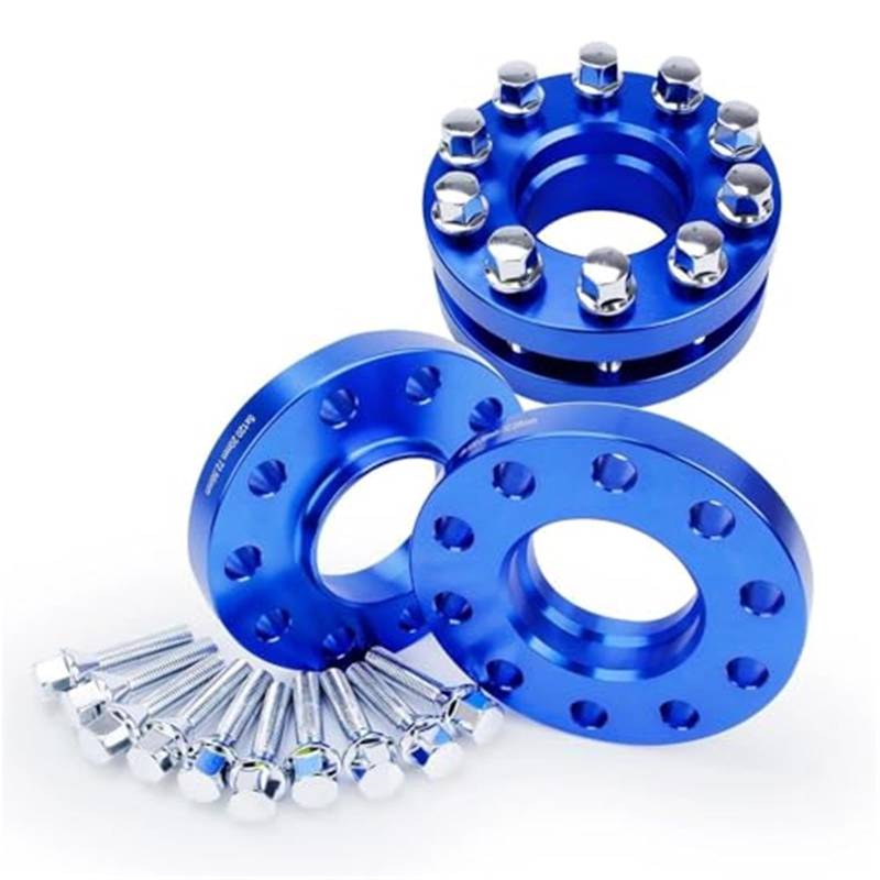 JUNPIY Distanzstücke, geschmiedetes Aluminium 5x120 Spurverbreiterung Kit, for, 2 Stück 15mm 2 Stück 20mm Blau Mit verlängerten Bolzen Autoflanschadapter Unterlegscheiben Platte Spurverbreiterungen f von JUNPIY