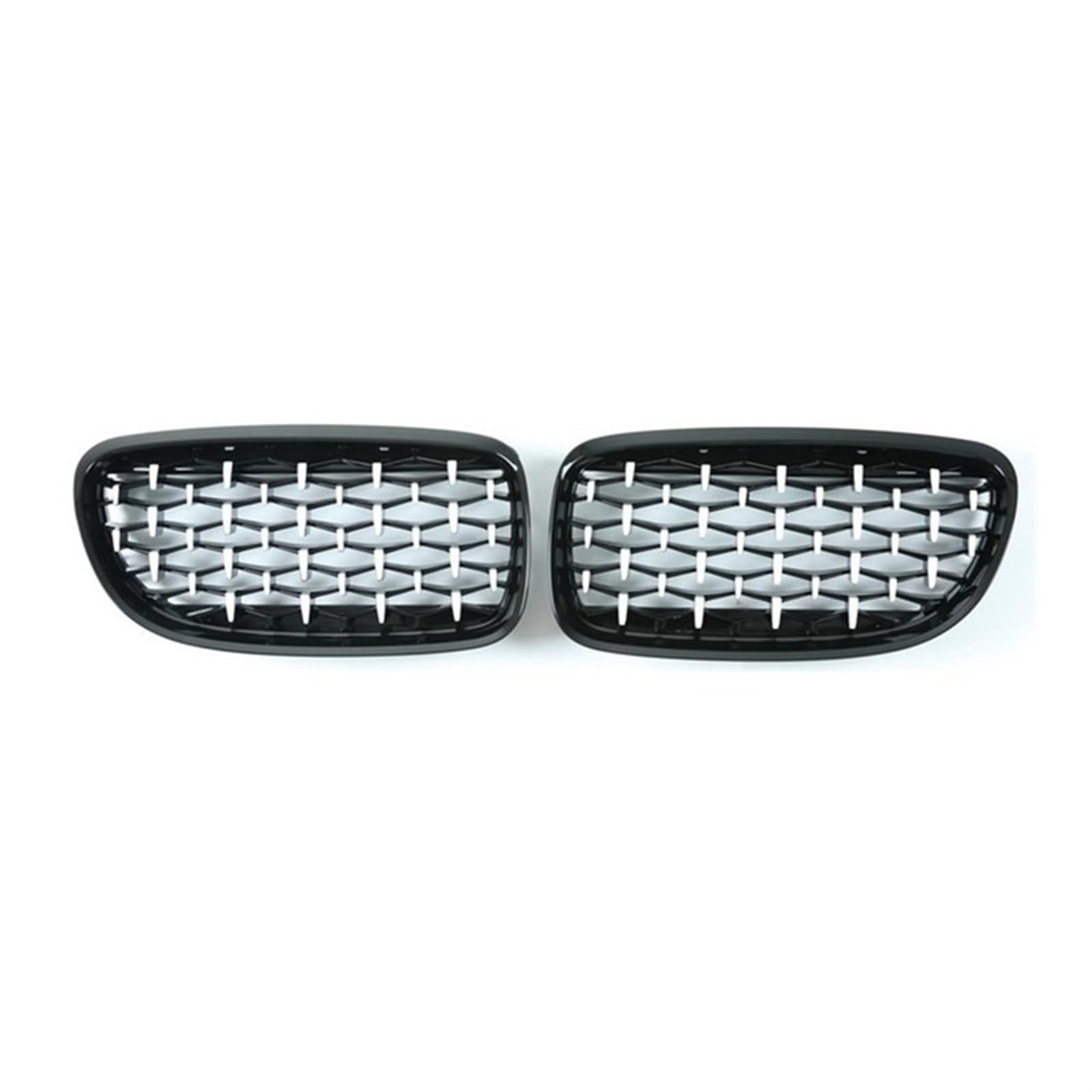 JUNPIY EIN Paar Diamantgrills, for, for E90 E91 318i 320i 325i 2009–2012, Autogrill, Frontstoßstange, Renngrill, Autozubehör Auto-Kühlergrill(Silver and Black) von JUNPIY