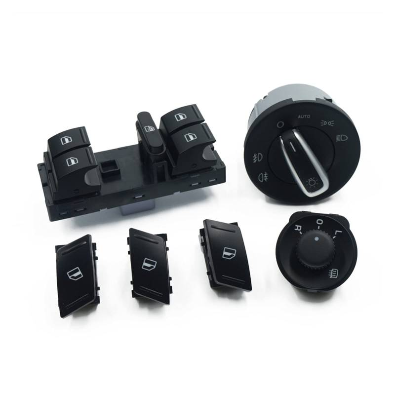 JUNPIY Elektrische Fensterheber-Scheinwerfer-Seitenspiegel-Schaltertaste, for Skoda, for Octavia, MK2 II 1Z 1Z0941431K 1Z1959565A 1Z0 959 858B Auto-Außenspiegelschalter von JUNPIY