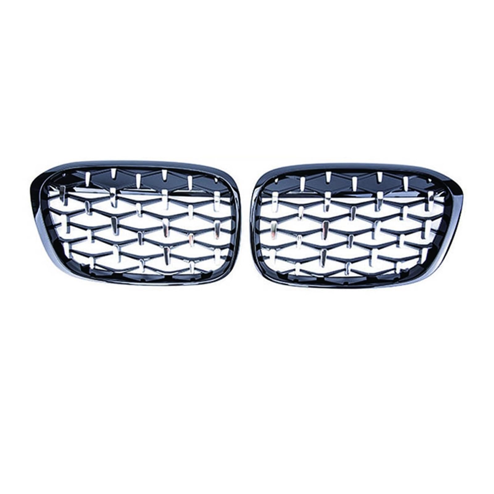 JUNPIY Geetha Car Diamond Frontgrill Racing Grill, for, for X1 F48 F49 2016 2017 2018 2019 Meteor Style Grills Car Styling Parts Auto-Kühlergrill(Black and Silver) von JUNPIY