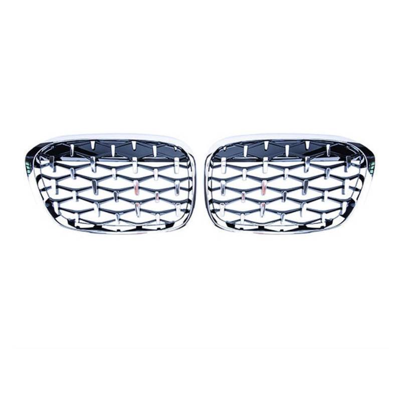 JUNPIY Geetha Car Diamond Frontgrill Racing Grill, for, for X1 F48 F49 2016 2017 2018 2019 Meteor Style Grills Car Styling Parts Auto-Kühlergrill(Full Silver) von JUNPIY
