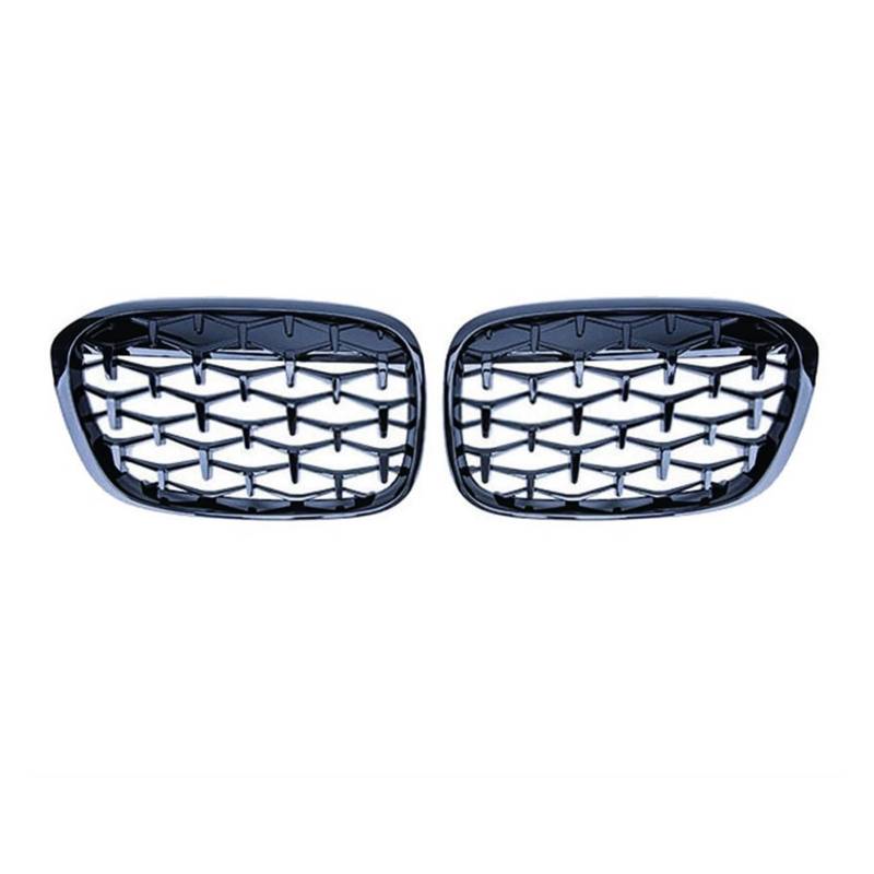 JUNPIY Geetha Car Diamond Frontgrill Racing Grill, for, for X1 F48 F49 2016 2017 2018 2019 Meteor Style Grills Car Styling Parts Auto-Kühlergrill(Glossy Black) von JUNPIY