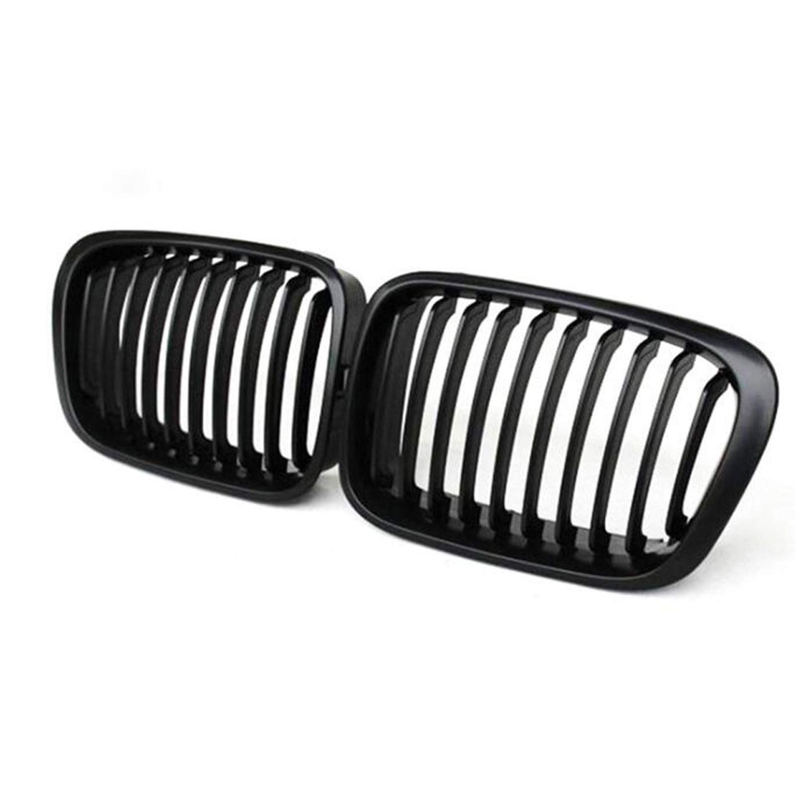 JUNPIY Glänzend schwarzer Frontgrill im Lamellenstil, for, for E46 4-Türer 1998 1999 2000 2001, Auto-Styling Auto-Kühlergrill(Matt Black) von JUNPIY