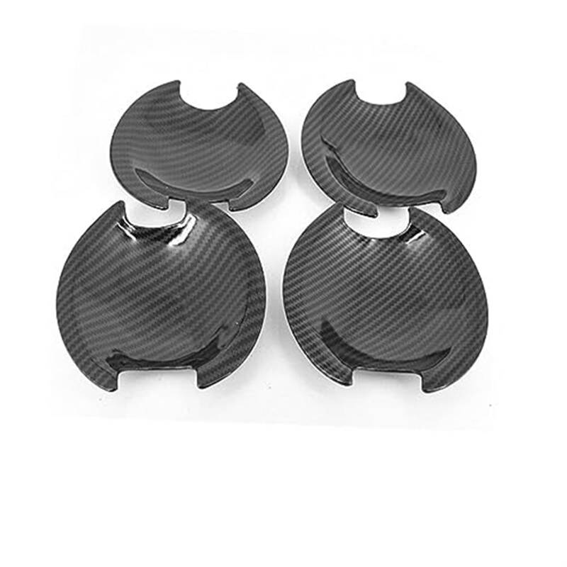 JUNPIY for Mitsubishi, Outlander Lancer ASX 2008-2020 ABS Chrom Kohlefaser Autotürgriff Schüsselabdeckung Aufkleber Styling Zubehör Autotürgriffabdeckung(Black Bowl) von JUNPIY