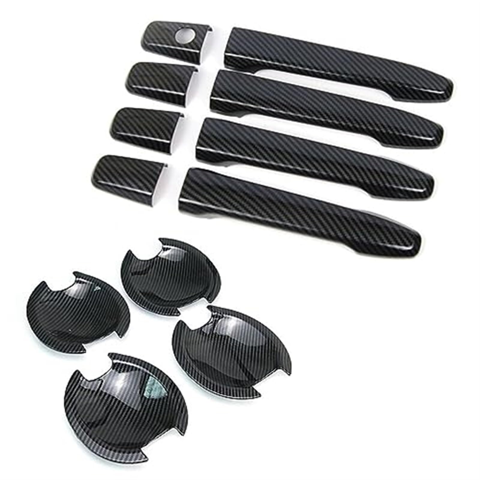 JUNPIY for Mitsubishi, Outlander Lancer ASX 2008-2020 ABS Chrom Kohlefaser Autotürgriff Schüsselabdeckung Aufkleber Styling Zubehör Autotürgriffabdeckung(Black Handlebowl 0 Button) von JUNPIY