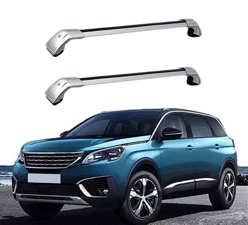 (1 Paar) Dachgepäckträger Dachträger für Peugeot 5008 2016 2017 2018 2019 2020 2021 2022 2023 -Aluminium,O von JUNYEW
