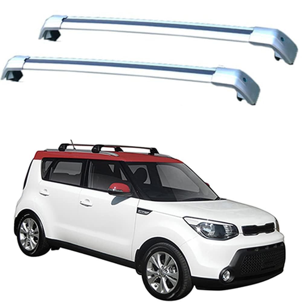 2 Stücke Dachträger-Querstangen Dachgepäckträger für Kia Soul Steel Roof 5dr Hatch 2014-2023 Dachträger aus Aluminium für Dachboxen oder als Skihalter Tragkraft 220 kg Dachträger,C von JUNYEW