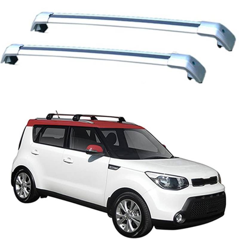 2 Stücke Dachträger-Querstangen Dachgepäckträger für Kia Soul Steel Roof 5dr Hatch 2014-2023 Dachträger aus Aluminium für Dachboxen oder als Skihalter Tragkraft 220 kg Dachträger,C von JUNYEW