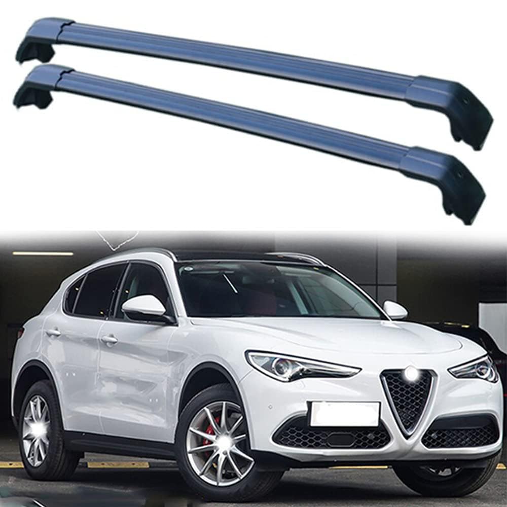 2 Stücke Dachträger-Querstangen Dachgepäckträger für Romeo Stelvio SUV 2017-2021 Dachträger aus Aluminium für Dachboxen oder als Skihalter Tragkraft 220 kg Dachträger,B von JUNYEW