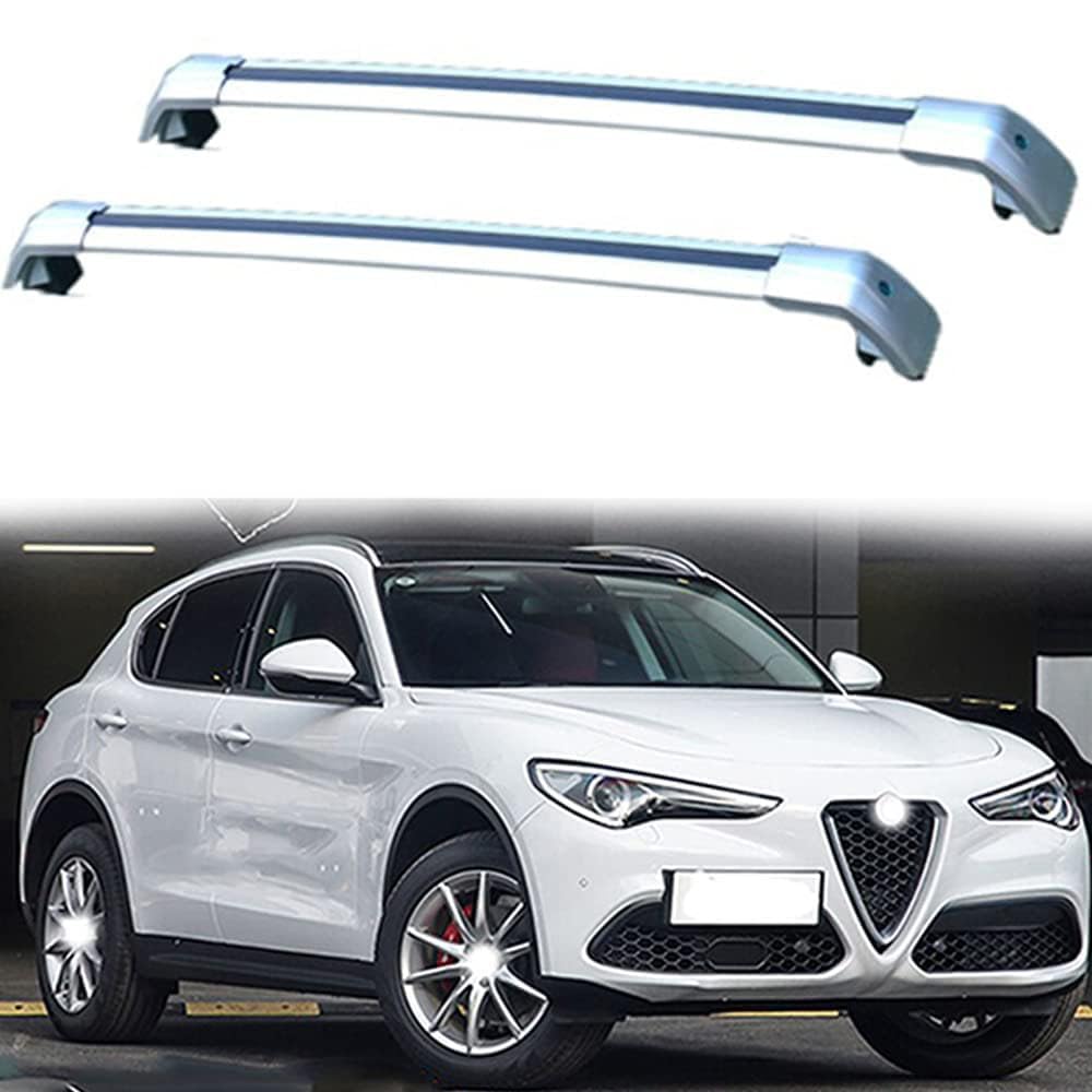 2 Stücke Dachträger-Querstangen Dachgepäckträger für Romeo Stelvio SUV 2017-2021 Dachträger aus Aluminium für Dachboxen oder als Skihalter Tragkraft 220 kg Dachträger,C von JUNYEW