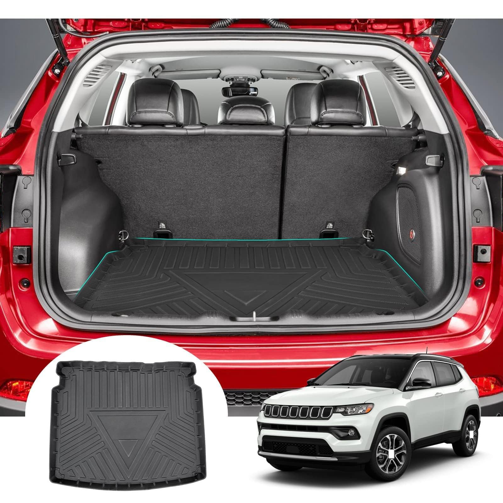 Kofferraummatte Kompatibel mit J-eep C-ompass II MP 4XE Hybrid Facelift 2017-2023,Auto Allwetter Wasserdicht Protector Pad/Hohe Temperaturbeständigkeit Geruchlos Wasserdicht Kofferraummatte Kompatibel mit J-eep C-ompass II MP 4XE Hybrid Facelift 2017-2023,Auto Allwetter Wasserdicht Protector Pad/Hohe Temperaturbeständigkeit Geruchlos Wasserdicht von JUNYEW