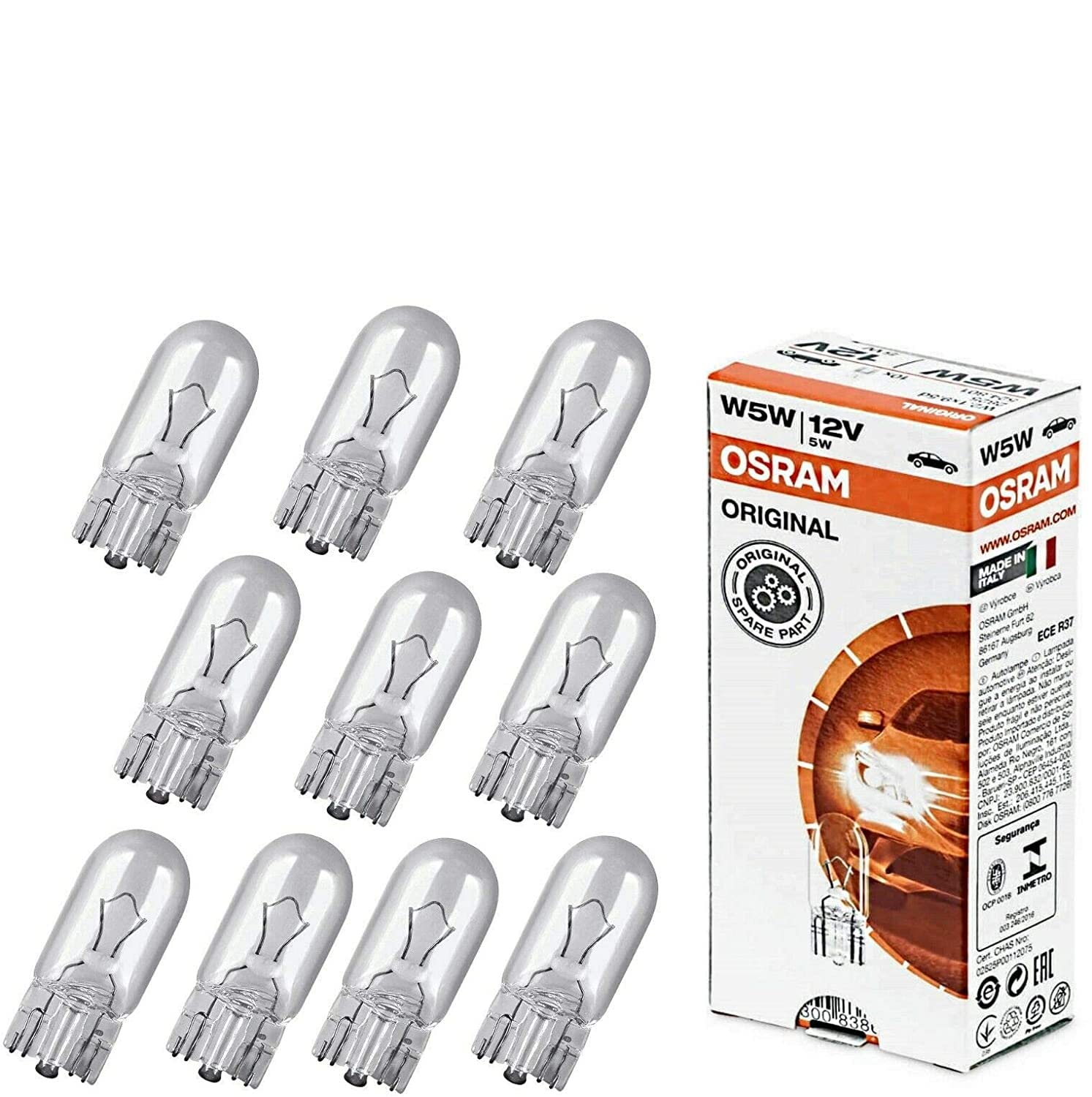 10x Original Osra.m W5W 12V 2825 Standard Ersatz Halogen Birne für Standlicht Positionslicht Bremslicht Hecklicht Innenlicht Leselicht Blinker seitlich E-geprüft 10x Original Osra.m W5W 12V 2825 Standard Ersatz Halogen Birne für Standlicht Positionslicht Bremslicht Hecklicht Innenlicht Leselicht Blinker seitlich E-geprüft von JURMANN