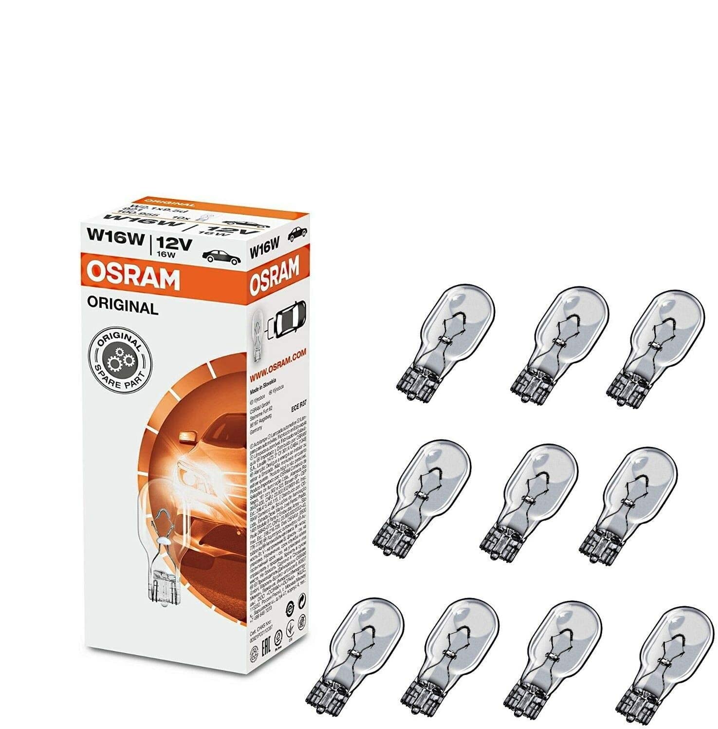 10x Osra.m W16W 12V 921 Standard Bremslicht Hecklicht Rückfahrlicht Nebelleuchte vorne Blinker vorne hinten und seitlich Ersatz Halogen Lampe E-geprüft 10x Osra.m W16W 12V 921 Standard Bremslicht Hecklicht Rückfahrlicht Nebelleuchte vorne Blinker vorne hinten und seitlich Ersatz Halogen Lampe E-geprüft von JURMANN
