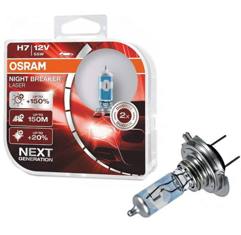 JURMANN 2x H7 55W 12V PX26d Night Breaker Laser +150% Next Generation 64210NL-HCB hell Weiß White Ersatz Scheinwerfer Halogen Auto Lampe - E-geprüft von JURMANN