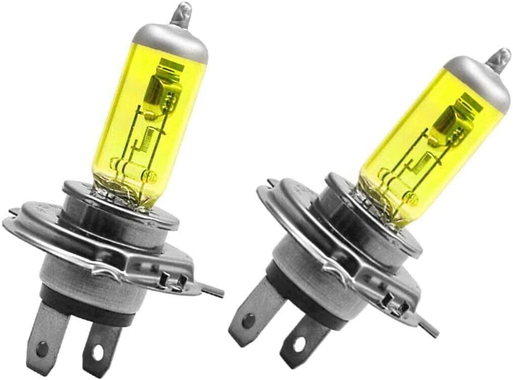 JURMANN 2x H4 100/90W 12V Golden Vision Gelb Yellow Ersatz Halogen Birne für Scheinwerfer, Fernlicht, Abblendlicht, Nebelscheinwerfer - Off-Road von JURMANN