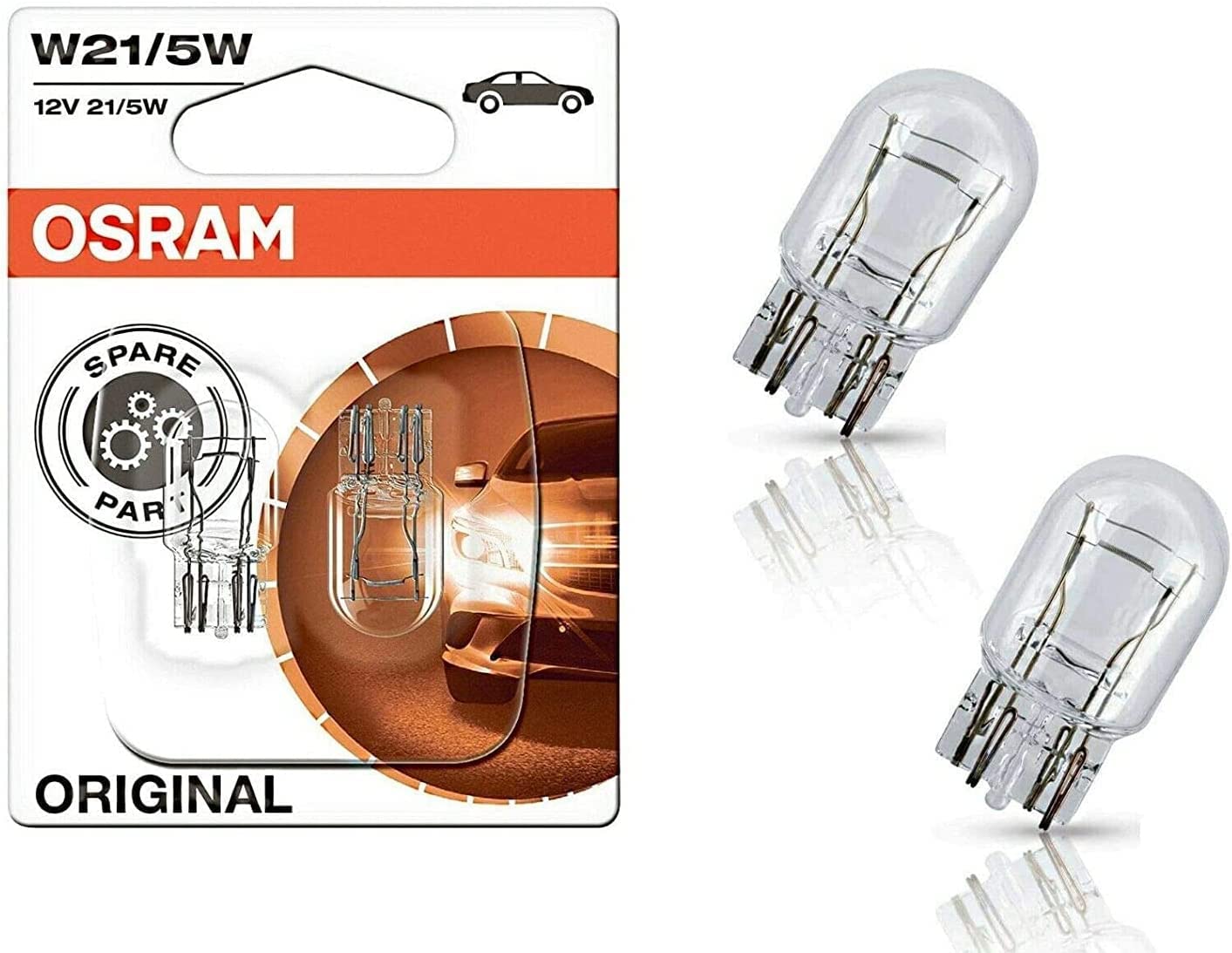 2x Original W21/5W 12V 7515-02B Standard Ersatz Halogen Birne für Bremslicht Tagfahrlicht Hecklicht Parklicht E-geprüft von JURMANN