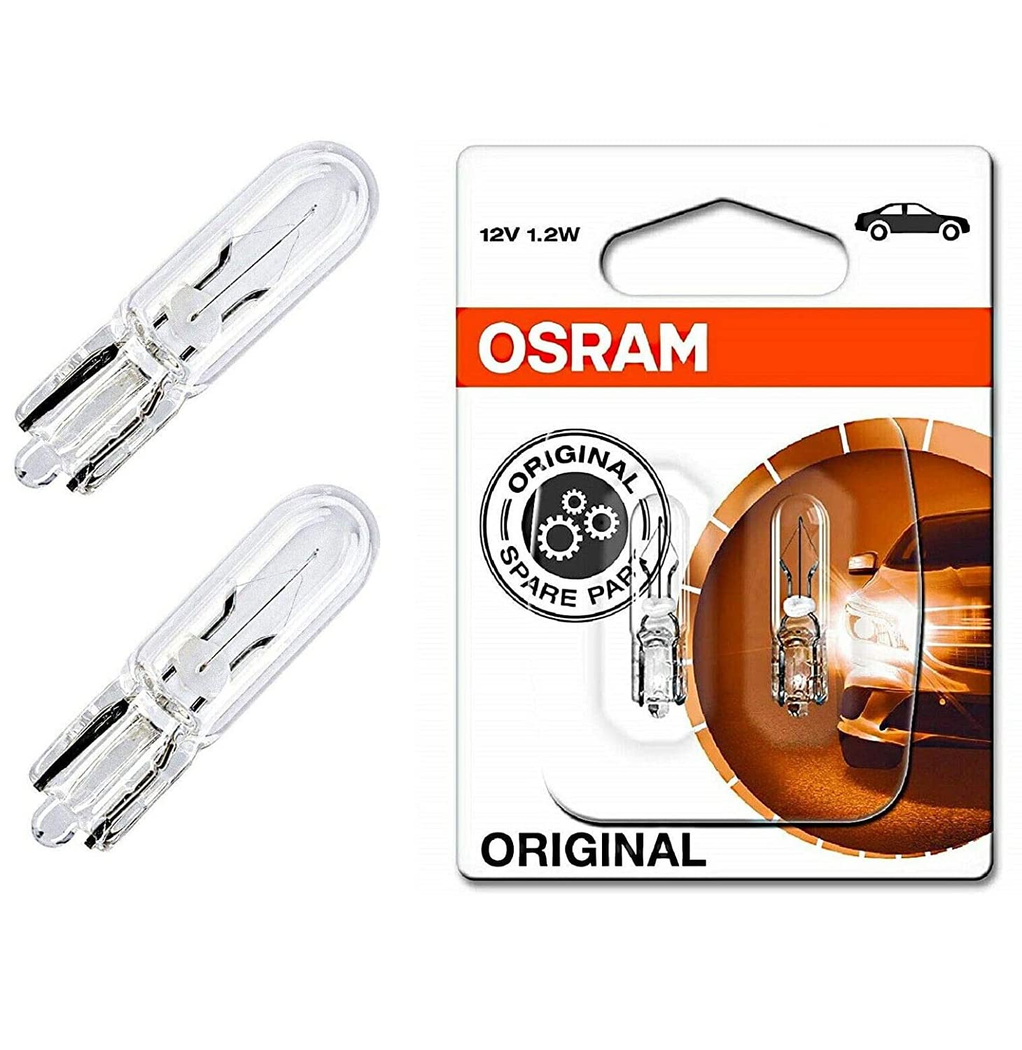 JURMANN 2x Osra.m W1,2W 12V 2721-02B Standard Innenbeleleuchtung Einrichtung Signalbeleuchtung Ersatz Halogen Lampe E-geprüft von JURMANN