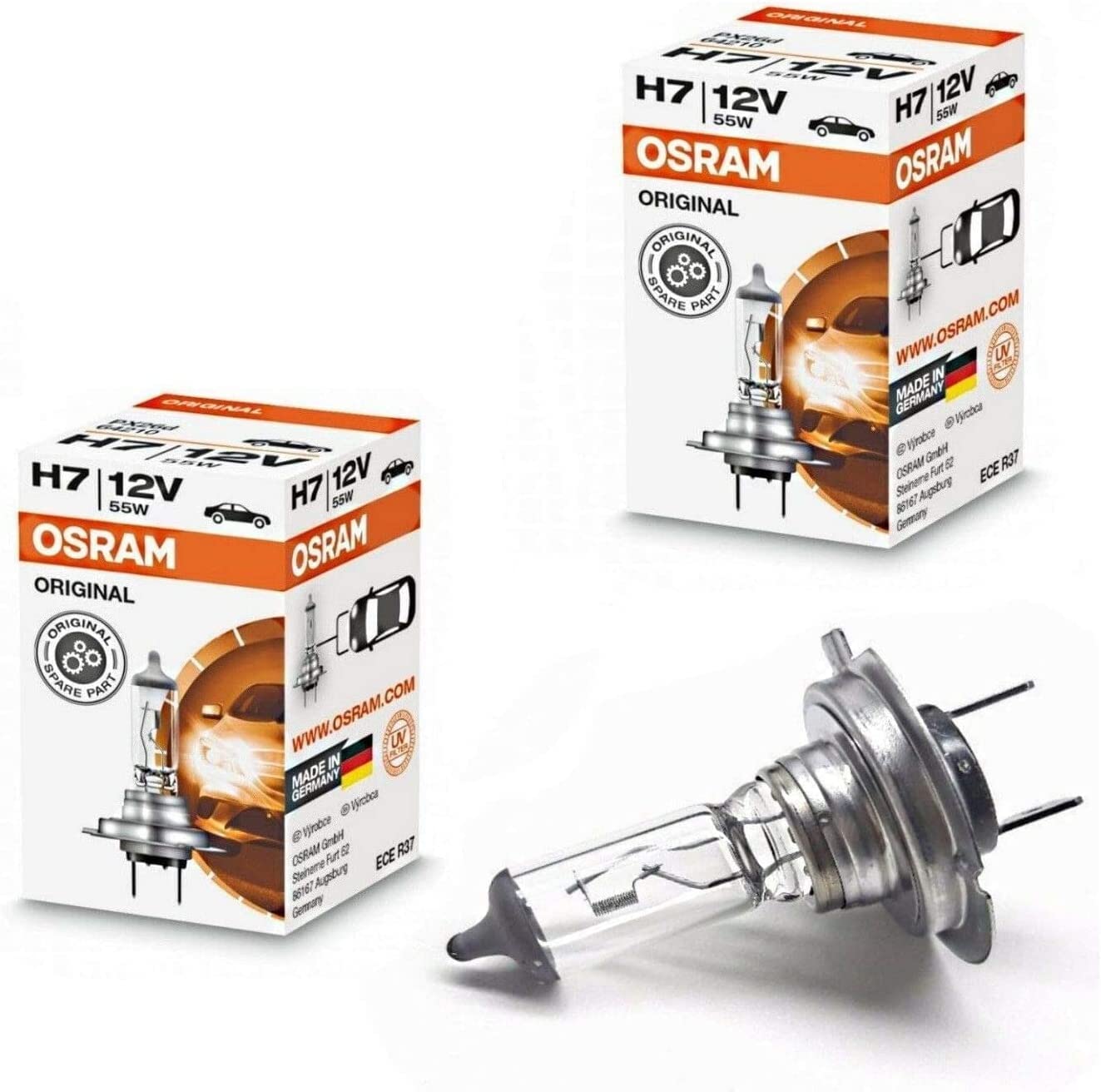 2x Osram H7 55W 12V PX26d 64210 Original Klar Weiß White Ersatz langlebig Scheinwerfer Halogen Auto Lampe - E-geprüft 2x Osram H7 55W 12V PX26d 64210 Original Klar Weiß White Ersatz langlebig Scheinwerfer Halogen Auto Lampe - E-geprüft von JURMANN