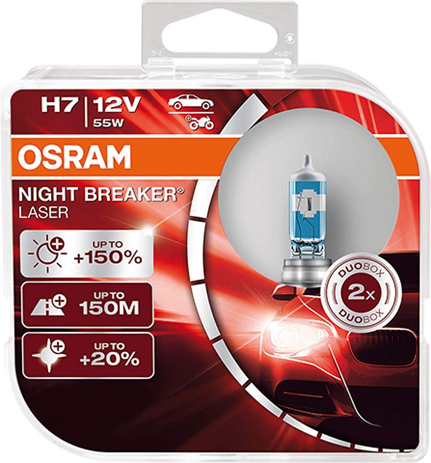 2x Osram H7 55W 12V PX26d Night Breaker Laser +150% Next Generation 64210NL-HCB hell Weiß White Ersatz Scheinwerfer Halogen Auto Lampe - E-geprüft 2x Osram H7 55W 12V PX26d Night Breaker Laser +150% Next Generation 64210NL-HCB hell Weiß White Ersatz Scheinwerfer Halogen Auto Lampe - E-geprüft von ProTuning