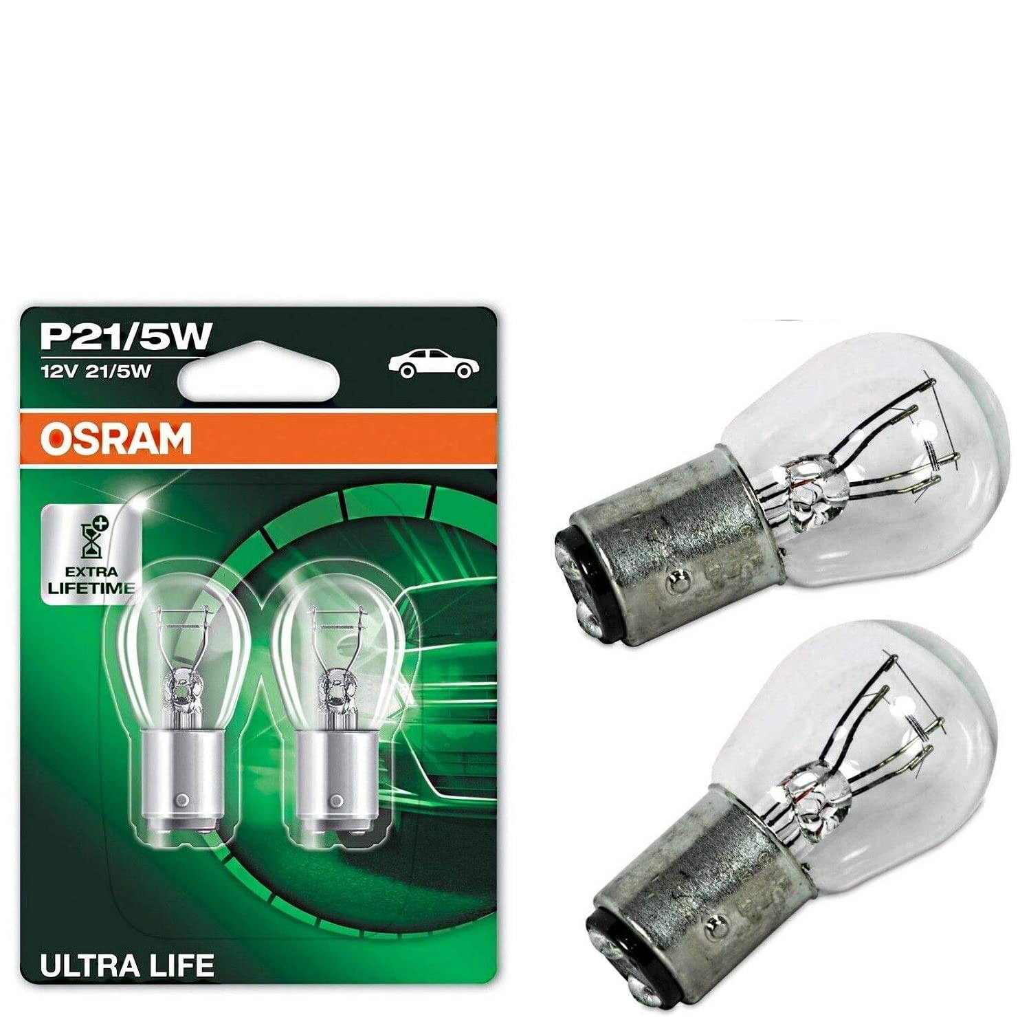 2x Osram Ultra Life P21/5W 12V BAY15d 7528ULT-02B Weiß High Tech Ersatz Halogen Birne für Parklicht Rückfahrlicht Bremslicht Hecklicht Blinker E-geprüft 2x Osram Ultra Life P21/5W 12V BAY15d 7528ULT-02B Weiß High Tech Ersatz Halogen Birne für Parklicht Rückfahrlicht Bremslicht Hecklicht Blinker E-geprüft von JURMANN