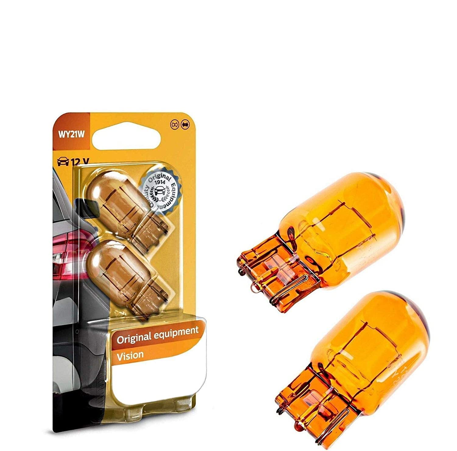 2x Philips WY21W 12V 12071B2 Vision - mehr Licht Orange Blinker vorne und hinten Ersatz Halogen Lampe E-geprüft von JURMANN