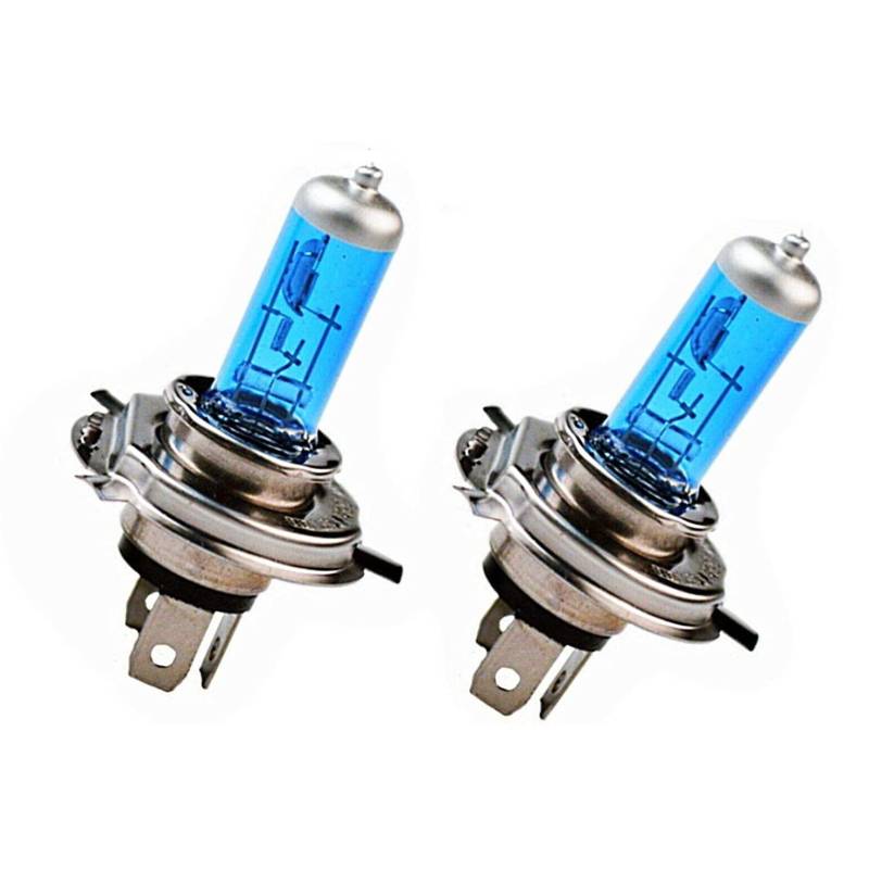 2x Jurmann H4 60/55W 12V Super Weiß 6000K Xenon Look Ersatz Halogen Birne für Scheinwerfer, Fernlicht, Abblendlicht, Nebelscheinwerfer - E-geprüft von JURMANN