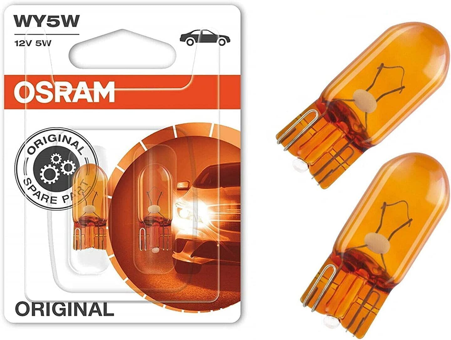 JURMANN 2x Original Osra.m WY5W 12V 2827NA-02B Gelb - Amber Ersatz Halogen Birne für Blinkleuchte - Blinker vorne Blinker hinten Blinker seitlich E-geprüft von JURMANN