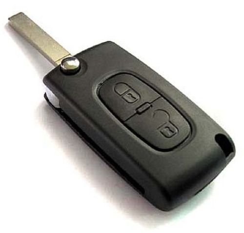 PeugeotKS02-1x Ersatz Schlüsselgehäuse - 2 Tasten mit Batterieklemme Auto Schlüssel Funkschlüssel Gehäuse (Peugeot02) von JURMANN