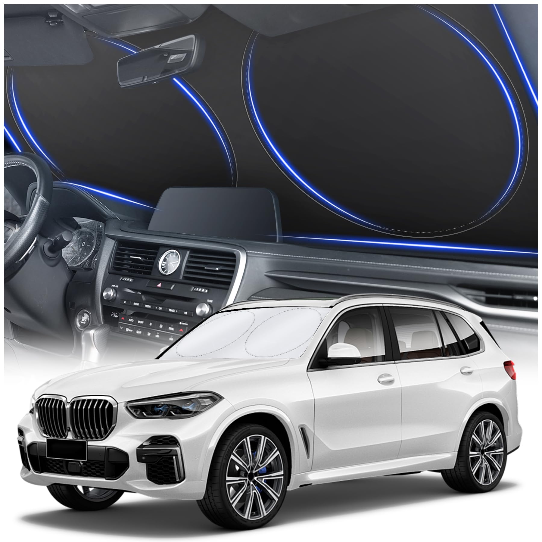 JUSTTOP Faltbarer Sonnenschutz für die Frontscheibe, 210T beschichtetes Silber-Coth reflektierendes Polyester-Material, passend für Auto-Sonnenschutz in verschiedenen Größen (Medium 150 x 78 cm) von JUSTTOP