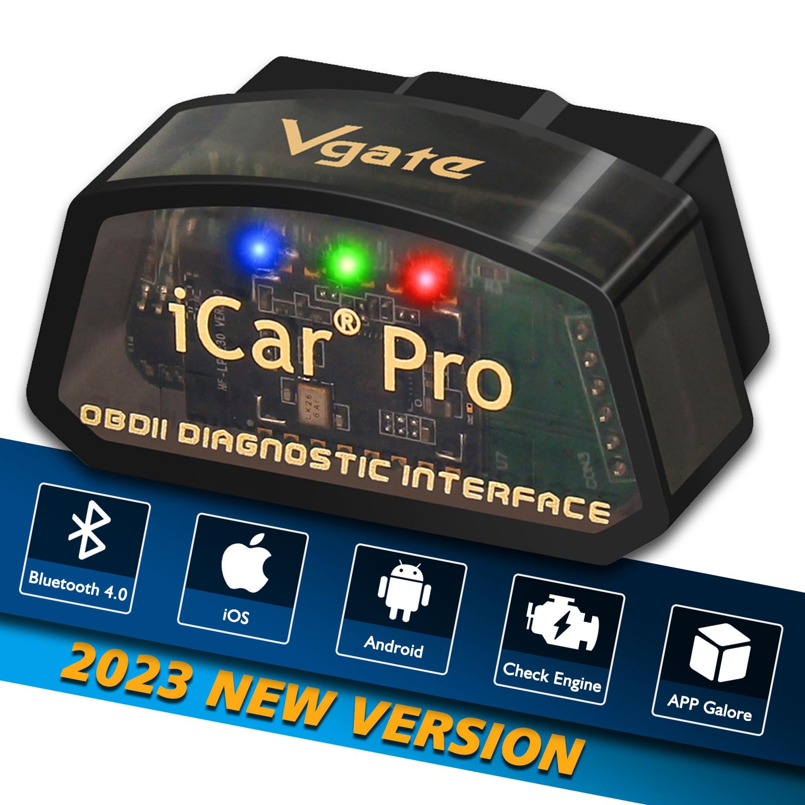 Vgate iCar Pro Bluetooth 4.0 OBD2 Codeleser OBDII Fehlerdiagnosegerät Kompatibel Auto Adapter Motorkontrollleuchte für iOS, iPhone, Android und Windows von JUTA