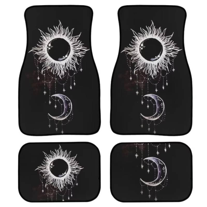 Star and Moon Automatte Bodenteppich Universal Fit LKW SUV Van Gothic Auto Zubehör Vorne & Hinten Bodenschutz Automatten Abdeckungen 4 Stück Gummi rutschfest von JUZGTSIT