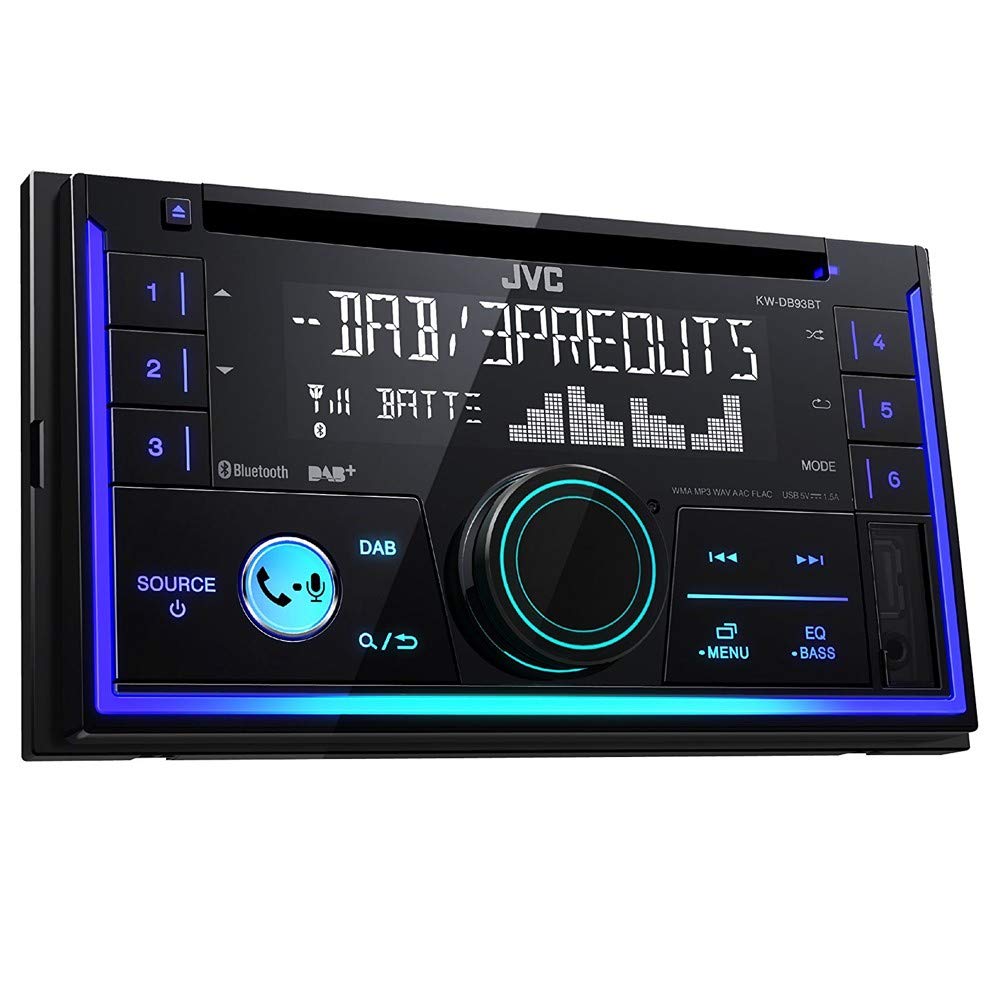 JVC KW-DB93BT Doppel-DIN CD-Receiver mit Digitalradio (DAB+), Bluetooth-Freisprechfunktion und Audiostreaming Schwarz von JVC