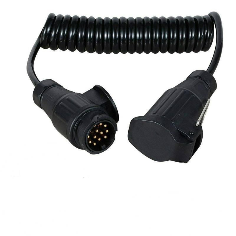 JVJ Anhänger Verlängerungskabel 3.0m 13poliger auf 13 Polig spiralkabel 13-adriges Adapter Stecker Verbindung für Bootstrailer PKW-Anhänger Caravan Wohnwagen Fahrradträger usw von JVJ